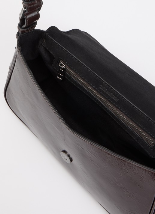 Zadig&Voltaire Le Zouzou schoudertas van leer met verstelbare schouderriem - detail 3 donkerbruin