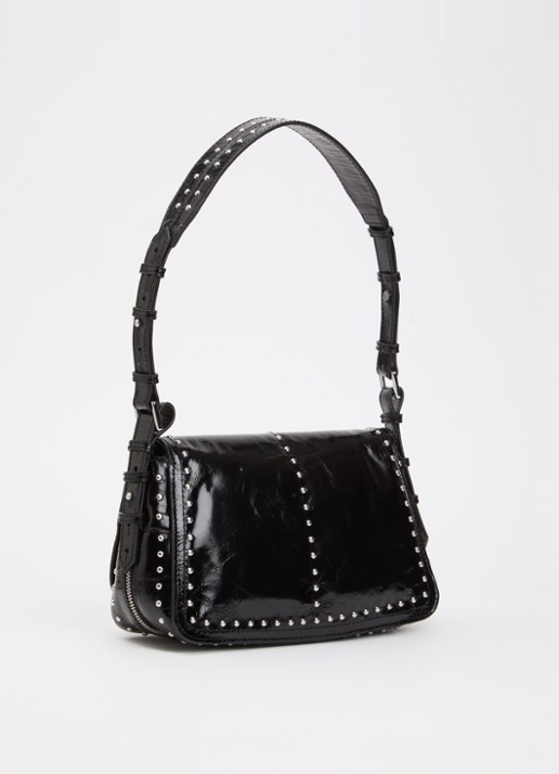 Zadig&Voltaire Le Zouzou Vintage schoudertas van leer met studs - achterkant 5 zwart