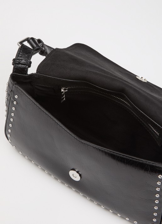Zadig&Voltaire Le Zouzou Vintage schoudertas van leer met studs - detail zwart