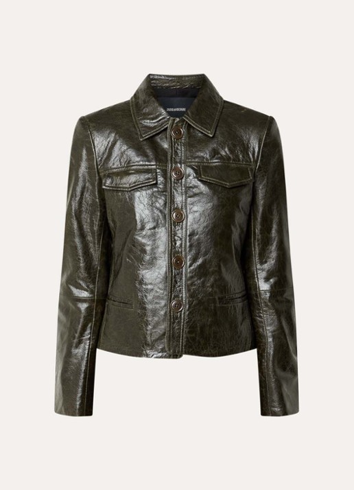 Zadig&Voltaire Liam jack van imitatieleer met borstzakken - voorkant bronsgroen