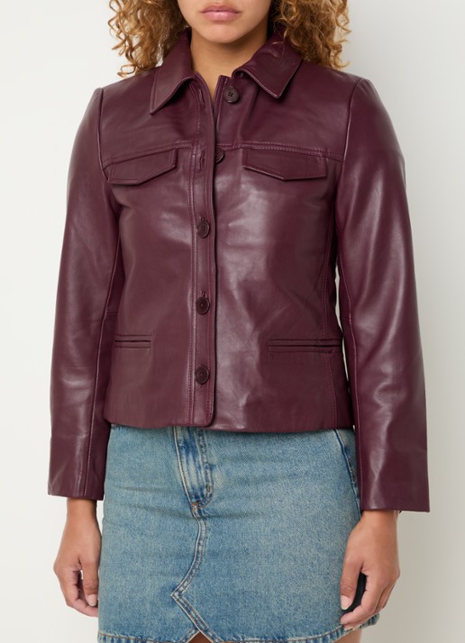 Zadig&Voltaire Liam jack van lamsleer met schoudervulling en paspelzakken