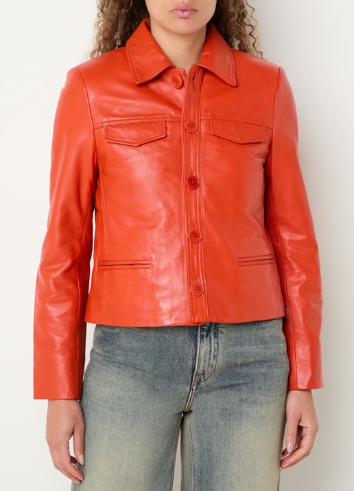 Zadig&Voltaire Liam jack van lamsleer met schoudervulling en paspelzakken