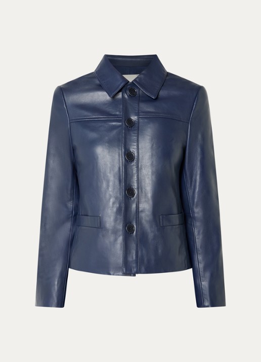 Zadig&Voltaire Liamys jack van lamsleer met logo - voorkant 2 blauw