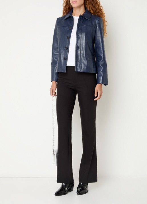 Zadig&Voltaire Liamys jack van lamsleer met logo - voorkant 3 blauw