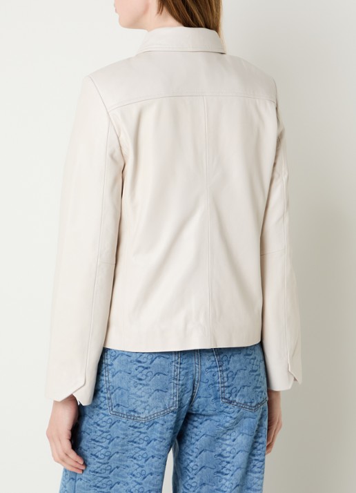 Zadig&Voltaire Liamys jack van lamsleer met logo - achterkant 4 creme
