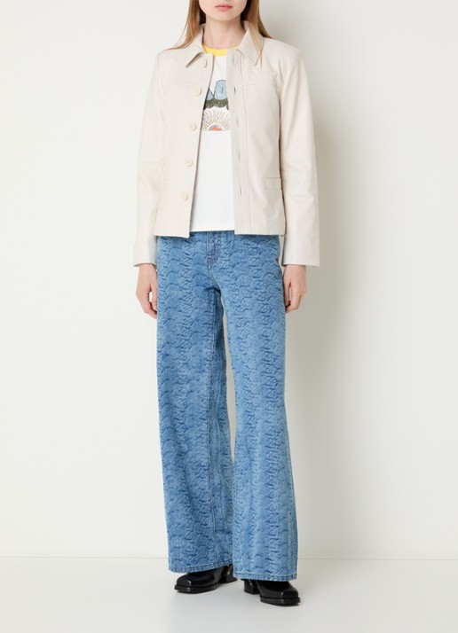Zadig&Voltaire Liamys jack van lamsleer met logo - voorkant 3 creme
