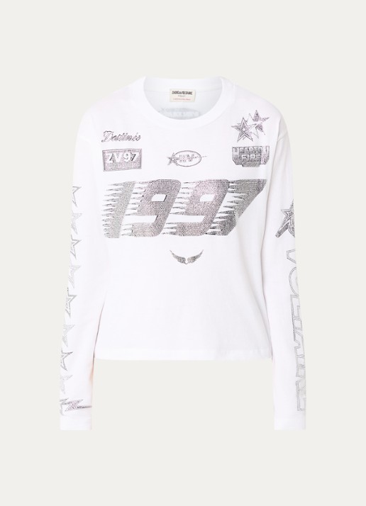 Zadig&Voltaire Longsleeve met strass - voorkant wit