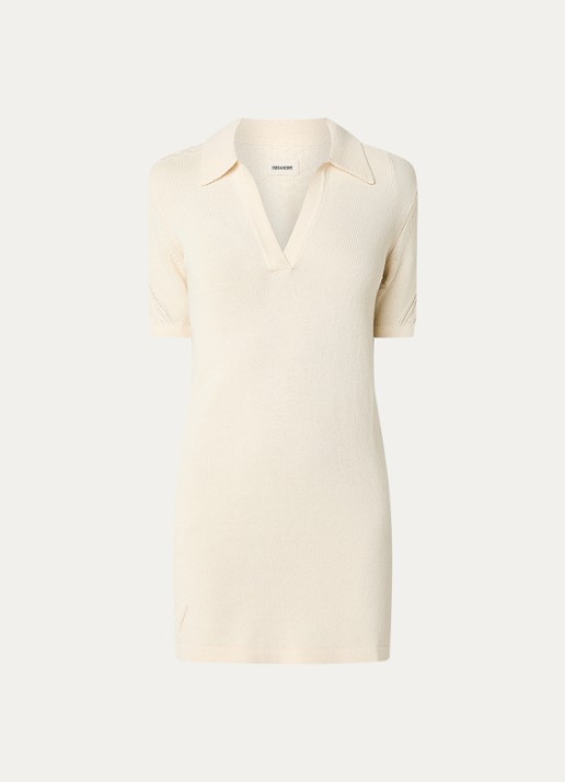 Zadig&Voltaire Lulu grofgebreide mini jurk in merino wolblend - voorkant beige