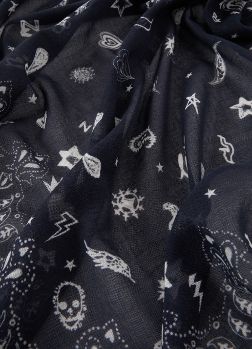 Zadig&Voltaire Maddie sjaal met paisley dessin 120 x 120 cm - detail 2 zwart