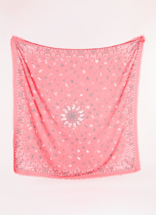Zadig&Voltaire Maddie sjaal met paisley dessin 120 x 120 cm - detail 2 rood