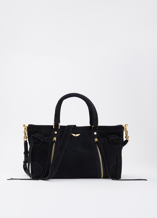 Zadig&Voltaire Madison Medium schoudertas van suède met afneembare schouderriem