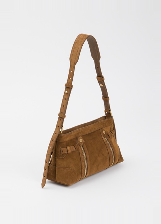 Zadig&Voltaire Madison mini schoudertas van suède - achterkant camel