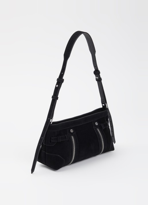 Zadig&Voltaire Madison mini schoudertas van suède - achterkant 4 zwart