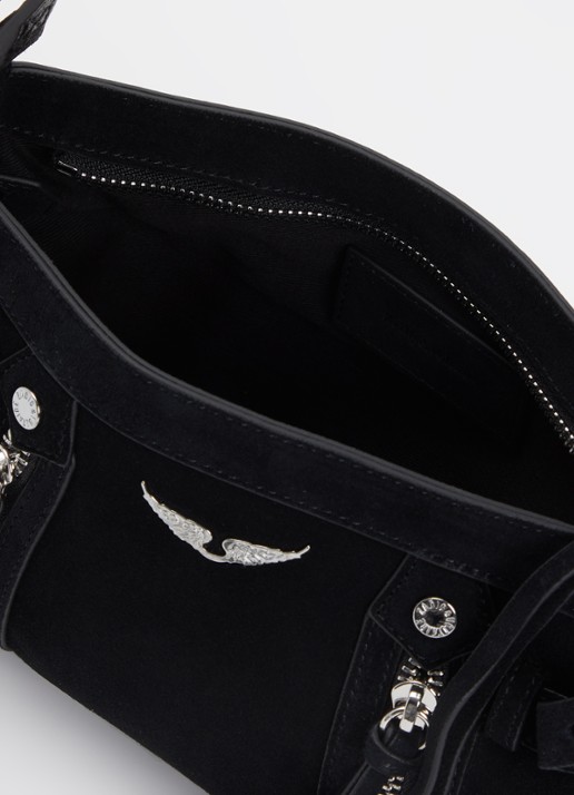 Zadig&Voltaire Madison mini schoudertas van suède - detail zwart