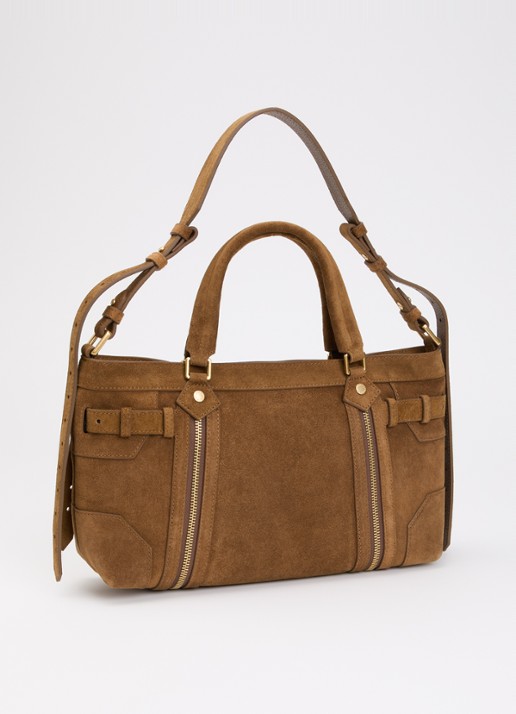 Zadig&Voltaire Madison small schoudertas van suède met verstelbare schouderriem - achterkant 4 camel