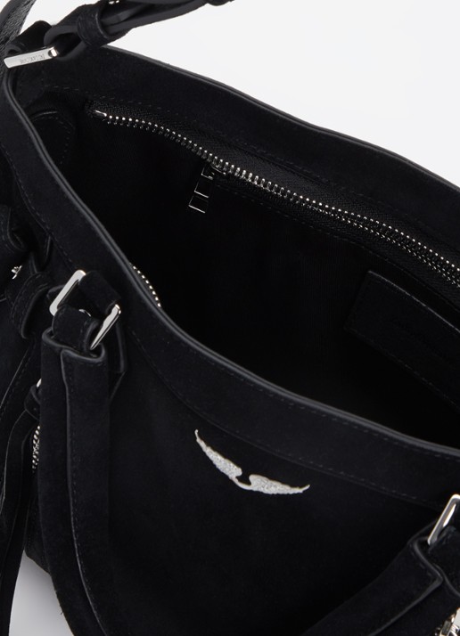 Zadig&Voltaire Madison small schoudertas van suède met verstelbare schouderriem - detail 2 zwart