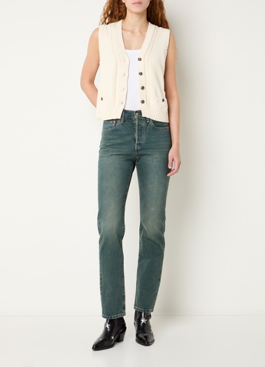 Zadig&Voltaire Mally grofgebreid vest in merino wolblend - voorkant 4 beige
