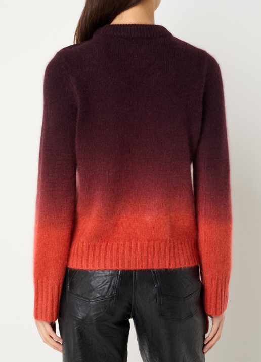 Zadig&Voltaire Malty fijngebreide trui van kasjmier met dip-dye dessin - achterkant donkerrood