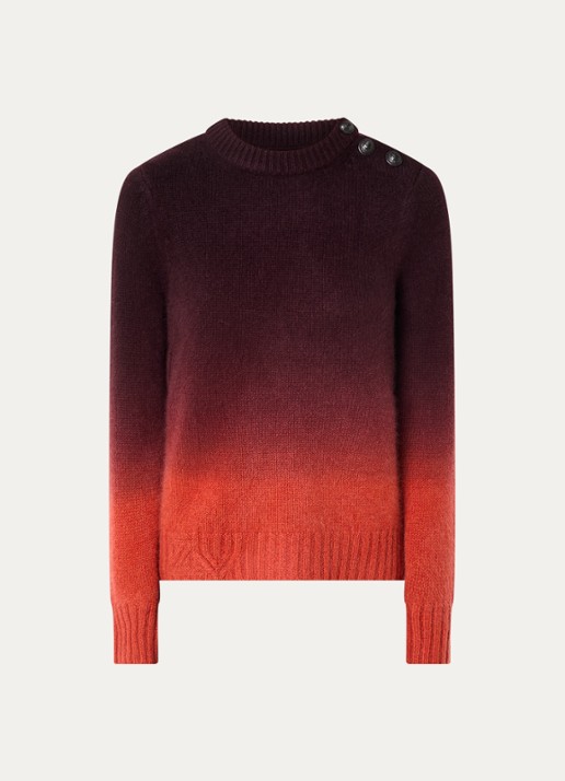 Zadig&Voltaire Malty fijngebreide trui van kasjmier met dip-dye dessin - voorkant 2 donkerrood