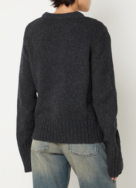 Zadig&Voltaire Malty grofgebreide trui van merino wol met ingebreid patroon - achterkant antraciet
