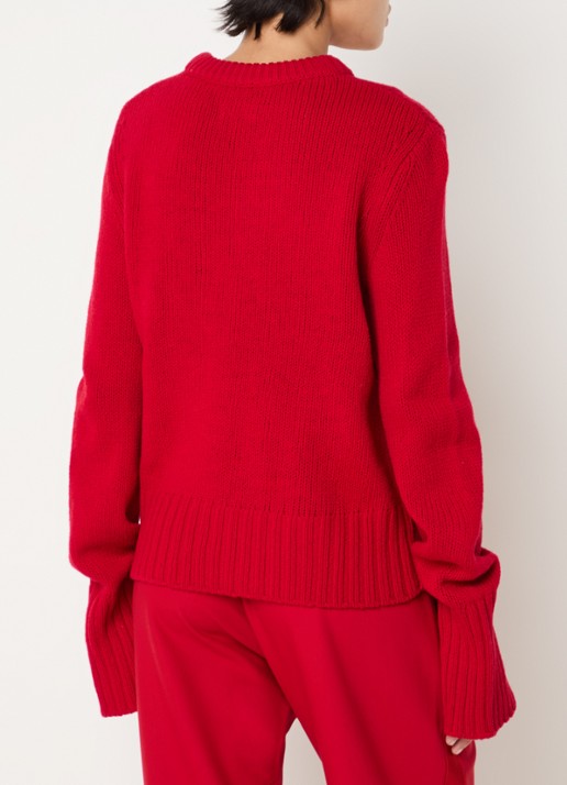 Zadig&Voltaire Malty grofgebreide trui van merino wol met ingebreid patroon - achterkant 2 rood