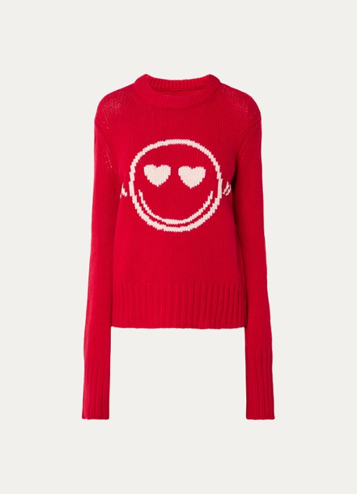 Zadig&Voltaire Malty grofgebreide trui van merino wol met ingebreid patroon - voorkant 3 rood