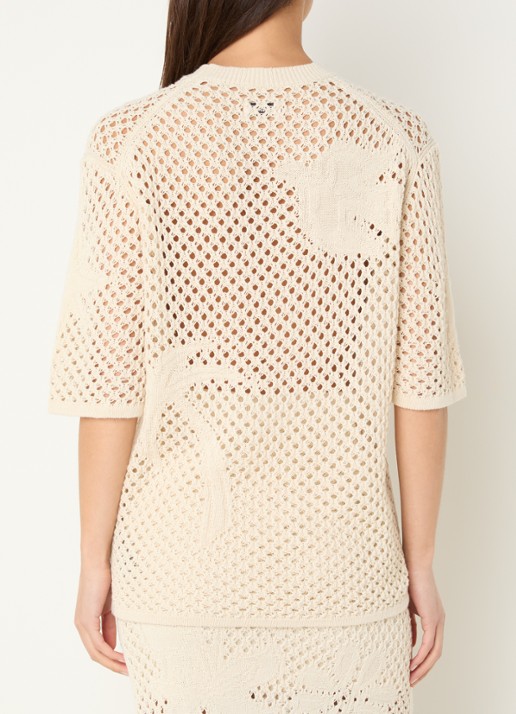 Zadig&Voltaire Malyna grofgebreide top met opengewerkt dessin - achterkant 2 beige
