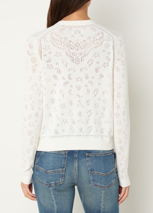 Zadig&Voltaire Manala blouse met opengewerkt dessin - achterkant gebroken wit