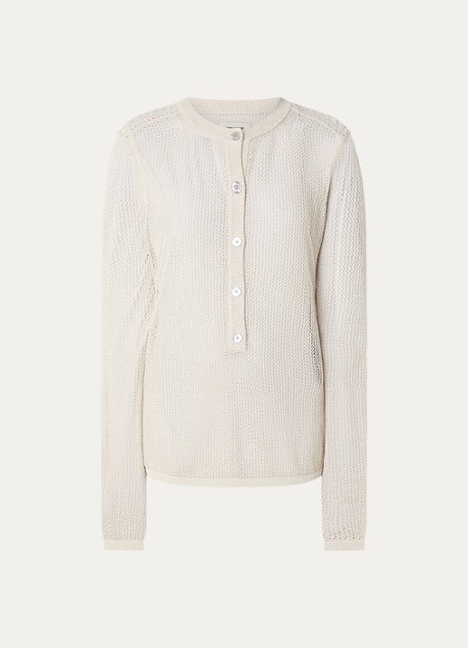 Zadig&Voltaire Mandala semi-transparante top met ronde hals - voorkant 2 creme