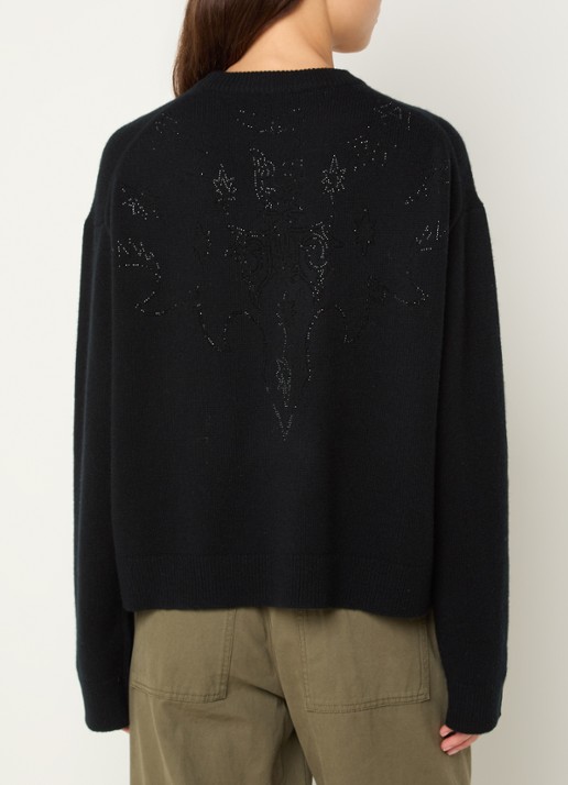Zadig&Voltaire Markuz fijngebreide trui van kasjmier met strass - achterkant 4 zwart