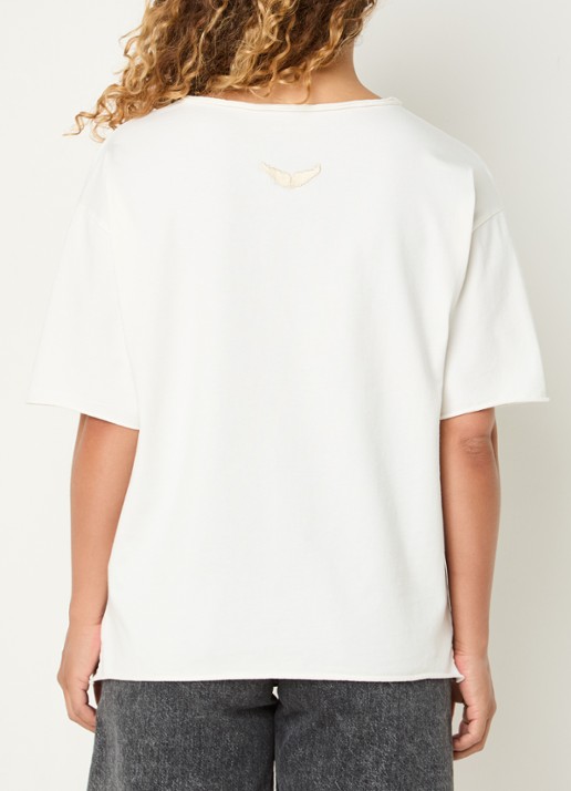 Zadig&Voltaire Meg T-shirt met V-hals - achterkant gebroken wit