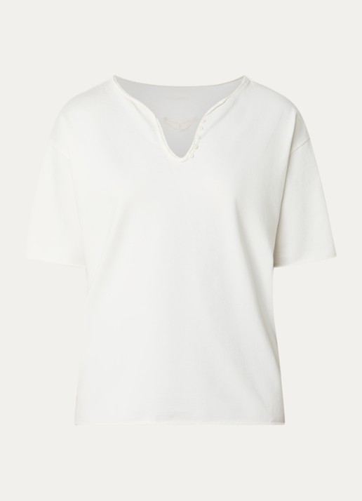 Zadig&Voltaire Meg T-shirt met V-hals - voorkant 3 gebroken wit