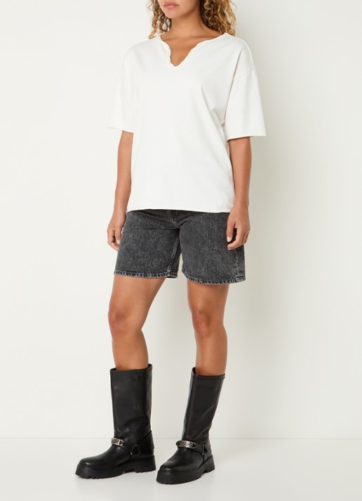 Zadig&Voltaire Meg T-shirt met V-hals - voorkant 4 gebroken wit