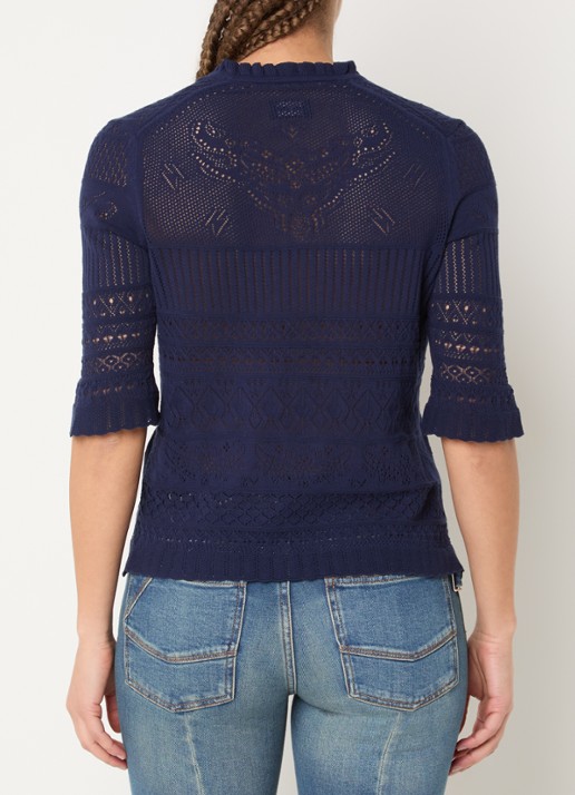Zadig&Voltaire Mem fijngebreide top met opengewerkt dessin - achterkant 4 donkerblauw