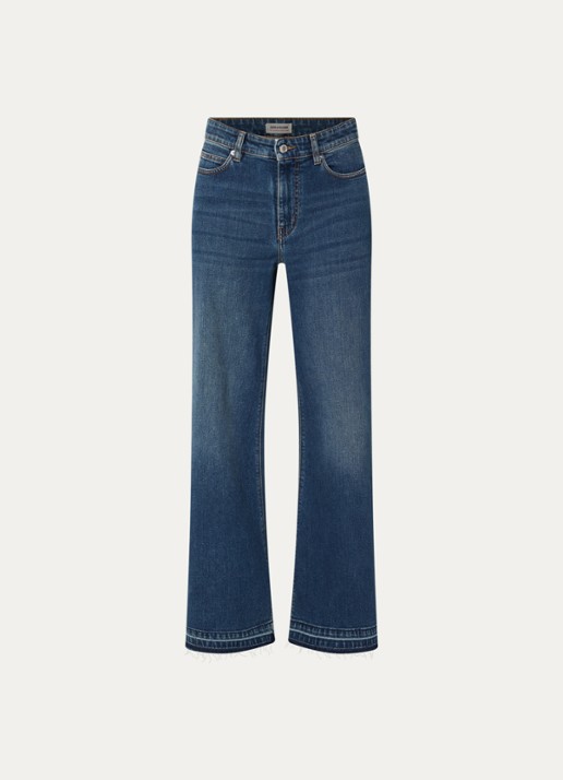 Zadig&Voltaire Mid waist flared jeans met donkere wassing en gerafelde zoom - voorkant 4 indigo