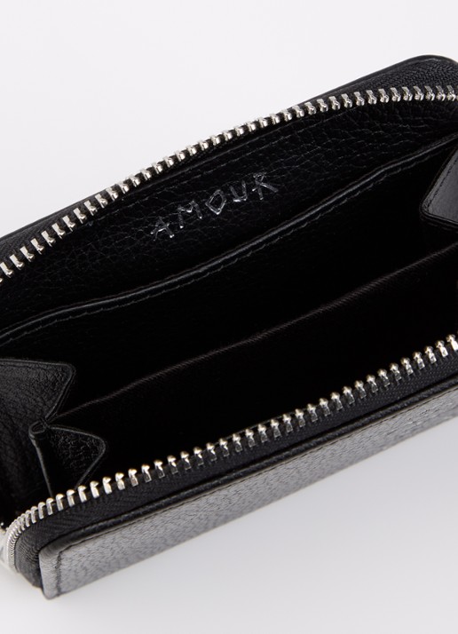 Zadig&Voltaire Mini Grained portemonnee van leer - voorkant 2 zwart