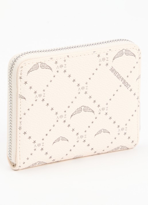 Zadig&Voltaire Mini portemonnee met logoprint - achterkant gebroken wit