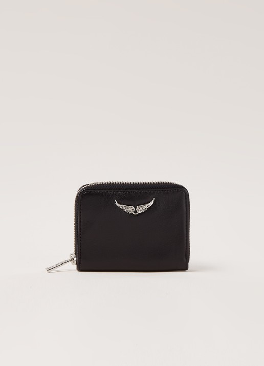 Zadig&Voltaire Mini portemonnee van leer  - voorkant 2 zwart