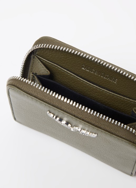 Zadig&Voltaire Mini Portemonnee van leer - voorkant 2 mosgroen