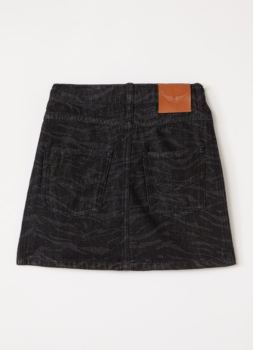 Zadig&Voltaire Mini spijkerrok met steekzakken - voorkant 3 zwart