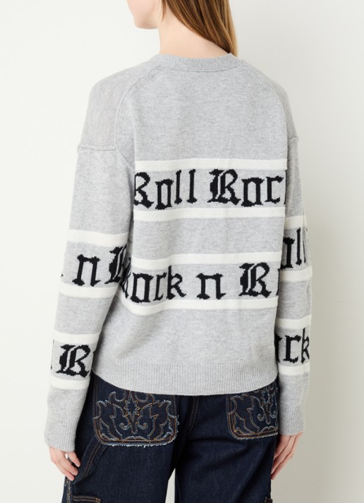 Zadig&Voltaire Mirkaz fijngebreid in kasjmierblend vest met print - achterkant grijs