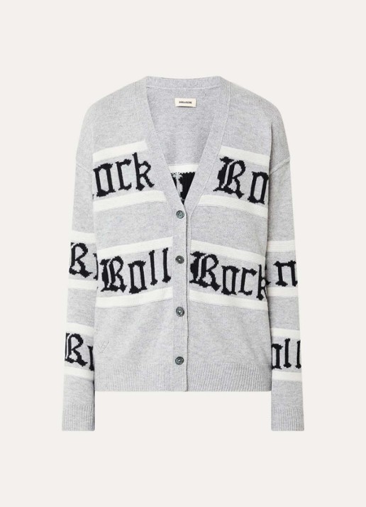 Zadig&Voltaire Mirkaz fijngebreid in kasjmierblend vest met print - voorkant 3 grijs