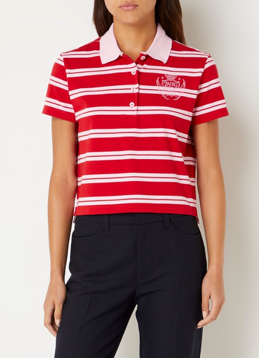 Zadig&Voltaire Mirta polo met streepprint - detail rood