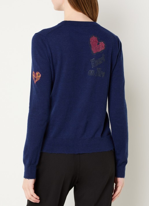 Zadig&Voltaire Miss fijngebreide pullover met strass - achterkant donkerblauw