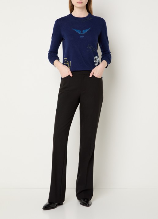 Zadig&Voltaire Miss fijngebreide pullover met strass - voorkant 4 donkerblauw