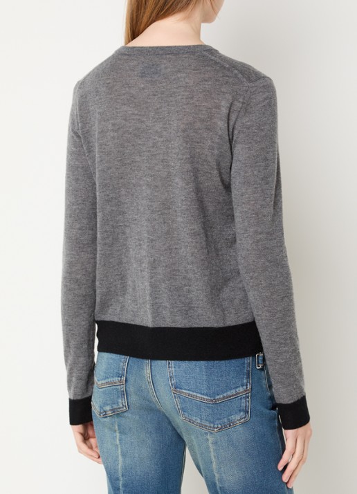 Zadig&Voltaire Missya fijngebreid vest van kasjmier met logo - achterkant grijs