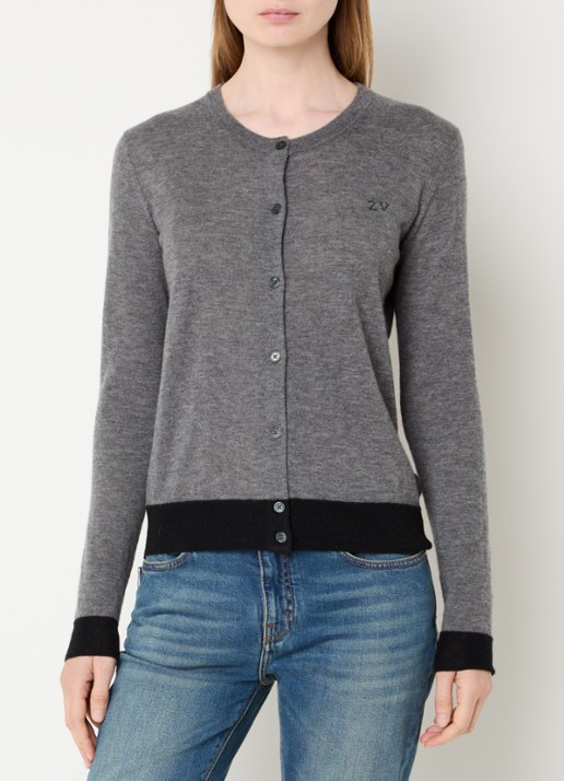 Zadig&Voltaire Missya fijngebreid vest van kasjmier met logo - detail 4 grijs