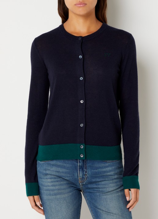 Zadig&Voltaire Missya fijngebreid vest van kasjmier met logo - detail zalmroze