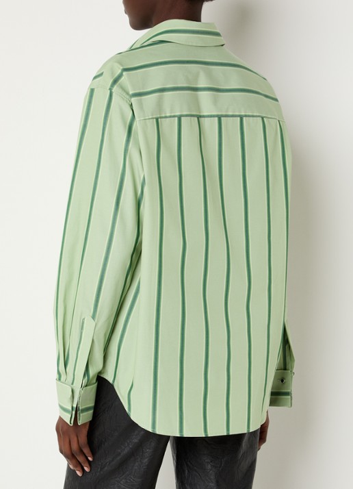 Zadig&Voltaire Morning blouse met logo en streepprint  - achterkant 3 lichtgroen