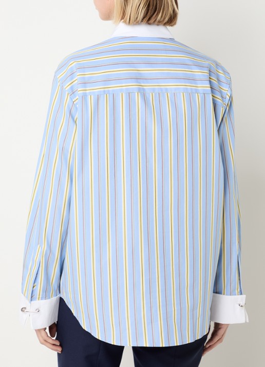 Zadig&Voltaire Morning blouse met streepprint - achterkant blauwgrijs